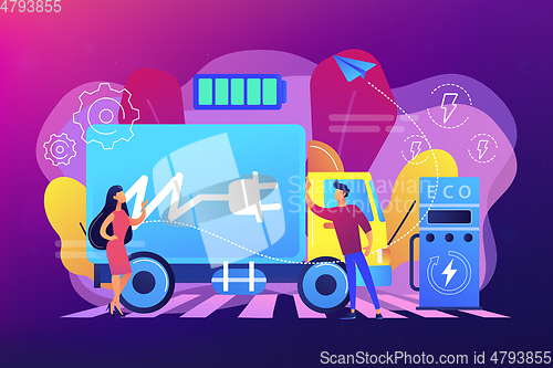 Image of Electric trucks concept vector illustration.