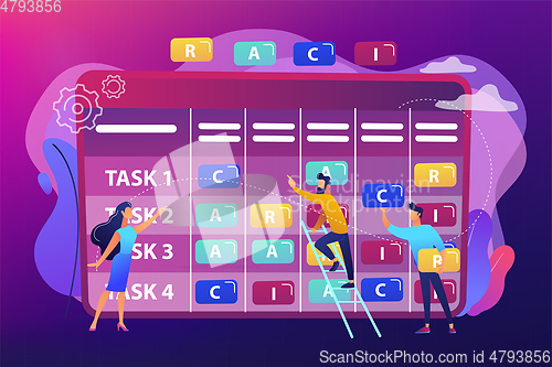 Image of RACI matrix concept vector illustration.