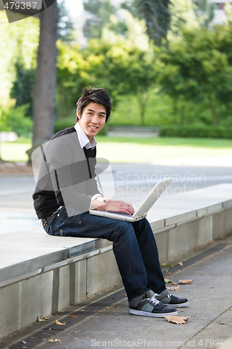 Image of Asian student and laptop