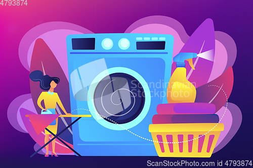 Image of Dry cleaning and laundering concept vector illustration.