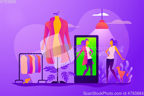 Image of Virtual fitting room vector concept vector illustration.
