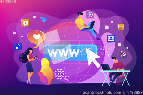 Image of Internet addiction concept vector illustration.