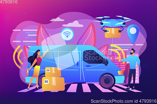 Image of Autonomous courier concept vector illustration.