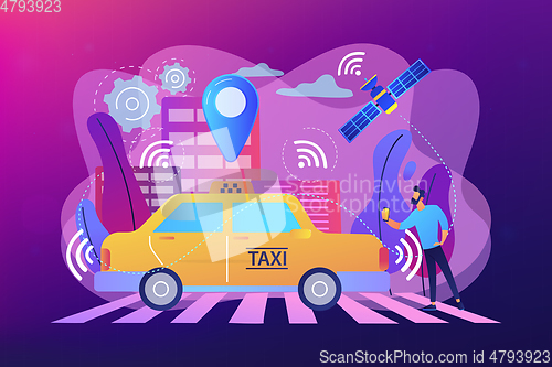 Image of Autonomous taxi concept vector illustration.