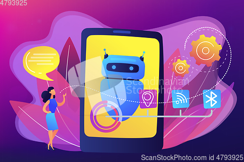 Image of Chatbot virtual assistant via messaging concept vector illustration.