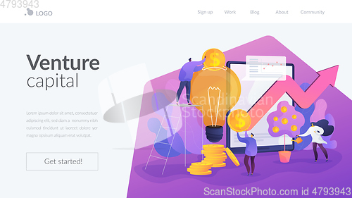 Image of Venture investment landing page template.