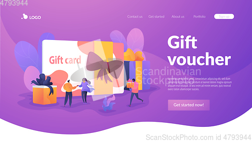 Image of Gift card landing page template.