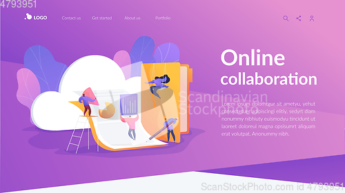 Image of Cloud collaboration landing page template.