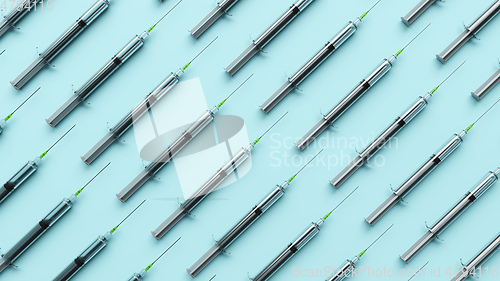 Image of many syringe at a table