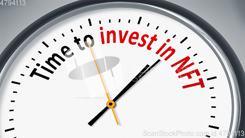 Image of clock with text time to invest in NFT