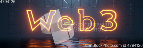 Image of glowing neon tube word web3