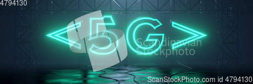 Image of glowing neon tube sign 5G