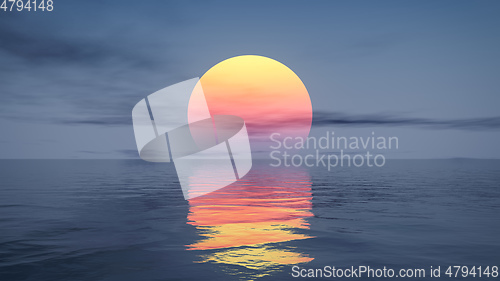 Image of great sunset over the ocean