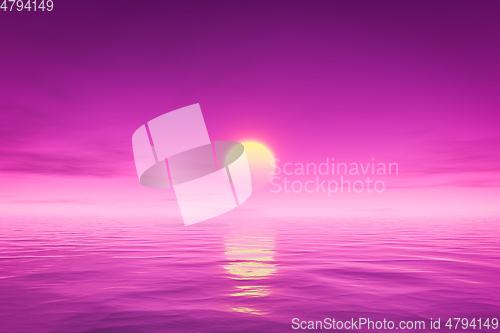 Image of pink sunset over the ocean