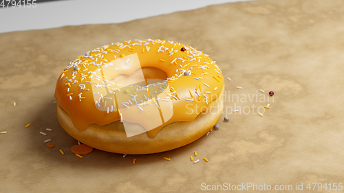 Image of fresh baked donut on a paper