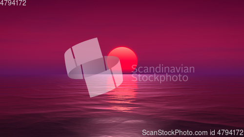 Image of great sunset over the ocean