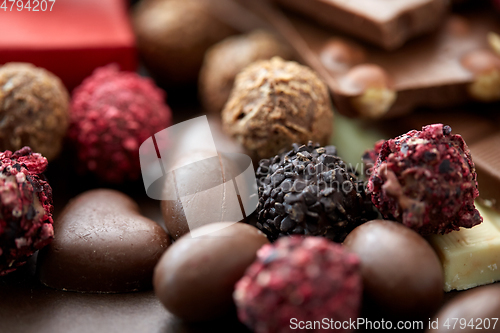 Image of close up of different chocolate candies