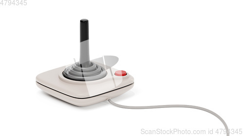 Image of black retro joystick with red button