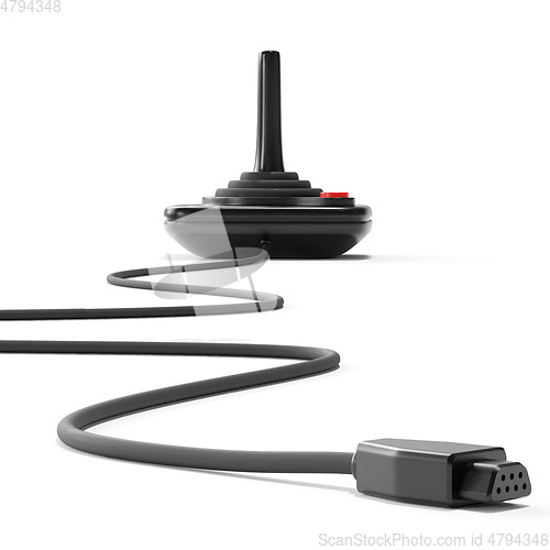 Image of black retro joystick with red button