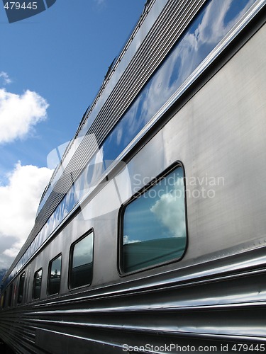 Image of silver passenger train