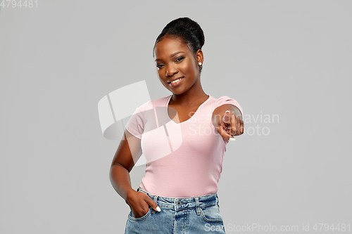 Image of african american woman pointing finger to you