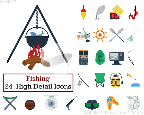 Image of Set of 24 Fishing Icons