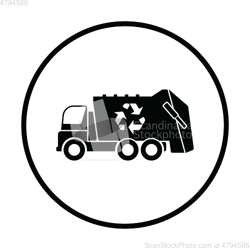 Image of Garbage car with recycle icon