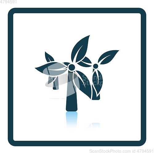 Image of Wind mill with leaves in blades icon