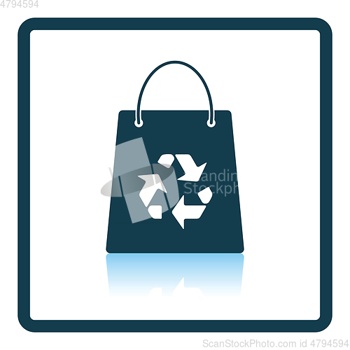 Image of Shopping bag with recycle sign icon