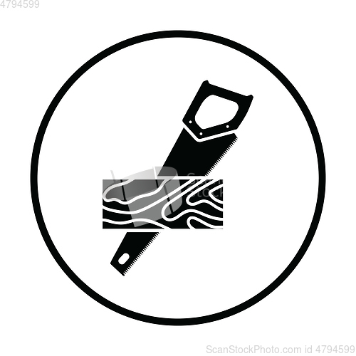 Image of Handsaw cutting a plank icon
