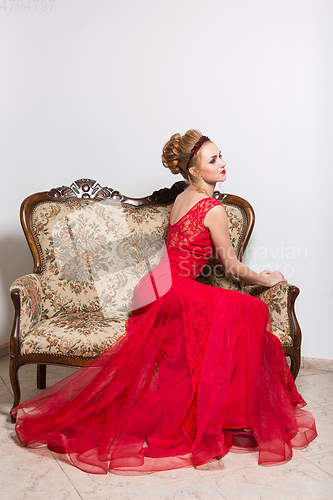 Image of beautiful girl in wedding gown