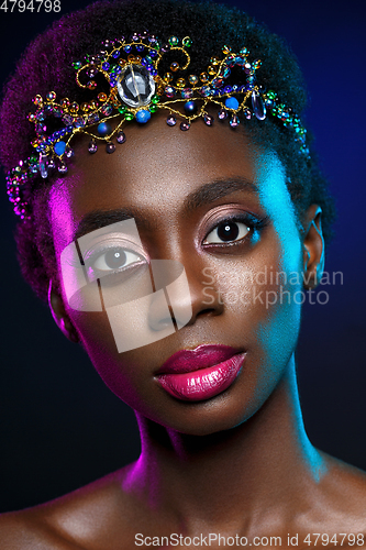 Image of Beautiful black girl with crystal crown