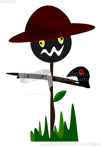 Image of Cartoon scarecrow vector or color illustration