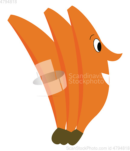 Image of Three orange bananas kept together vector or color illustration