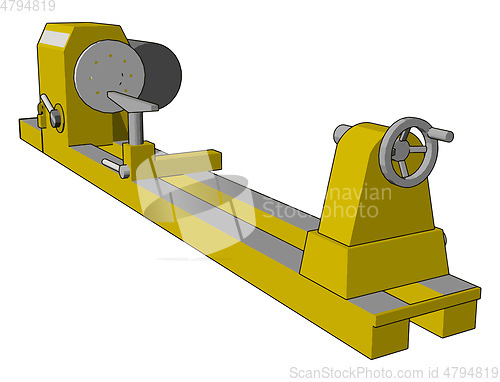 Image of Yellow industrial lathe vector illustration on white background