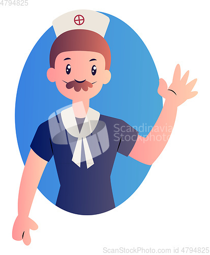 Image of Cartoon sailor vector illustartion on white background