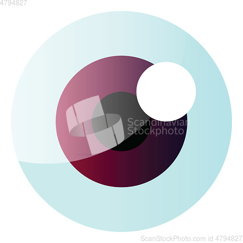 Image of Vector illustration of an eyeball with purple iris on white back