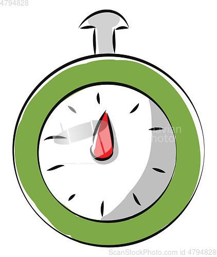 Image of Simple vector illustration of a green stopwatch white background