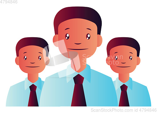 Image of Vector illustration of three man with ties on white background