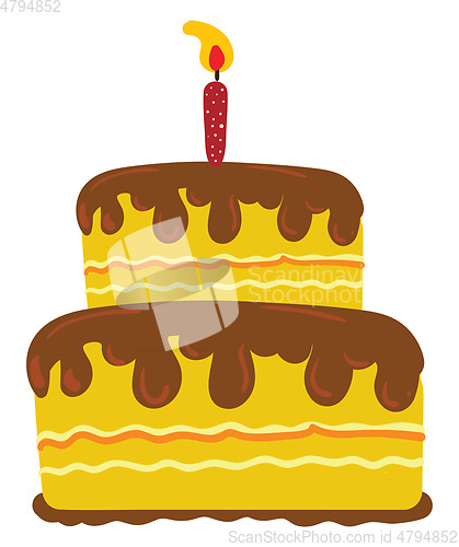 Image of A beautiful painting of two-layer yellow cake with chocolate top