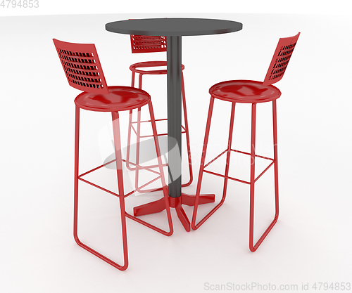 Image of A Cafe table with chairs vector or color illustration