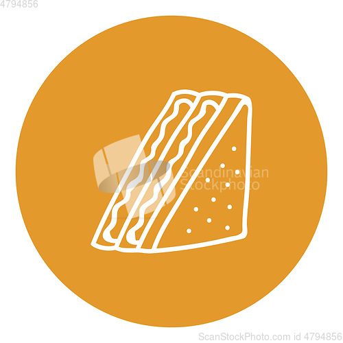 Image of Sketch of a white-colored sandwich over brown background vector 