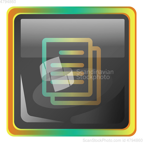 Image of Documents grey square vector icon illustration with yellow and g