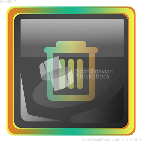 Image of Delete grey square vector icon illustration with yellow and gree