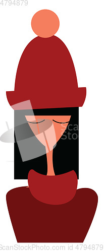 Image of Girl in red winter clothes vector or color illustration