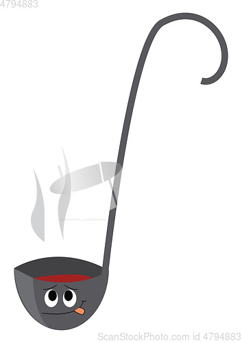 Image of A large grey soup serving spoon vector or color illustration