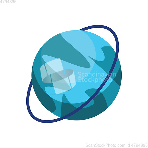 Image of Cartoon planet Uranus on white background vector illustration.