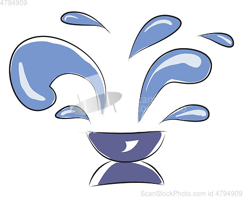 Image of Simple vector illustration of a blue fountain on white backgroun