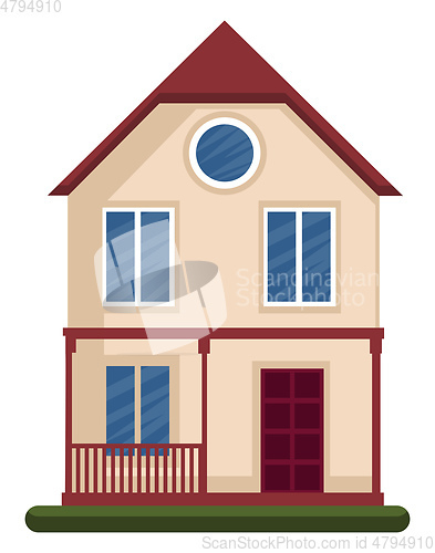 Image of Modern vector illustration of a house with one floore on white b