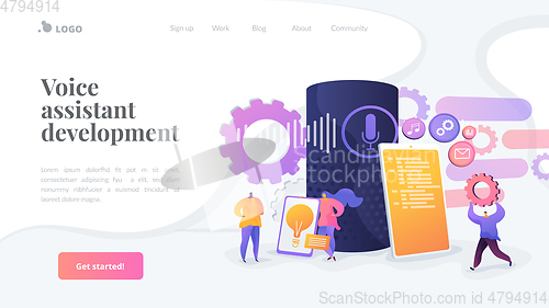 Image of Smart speaker apps development landing page template.